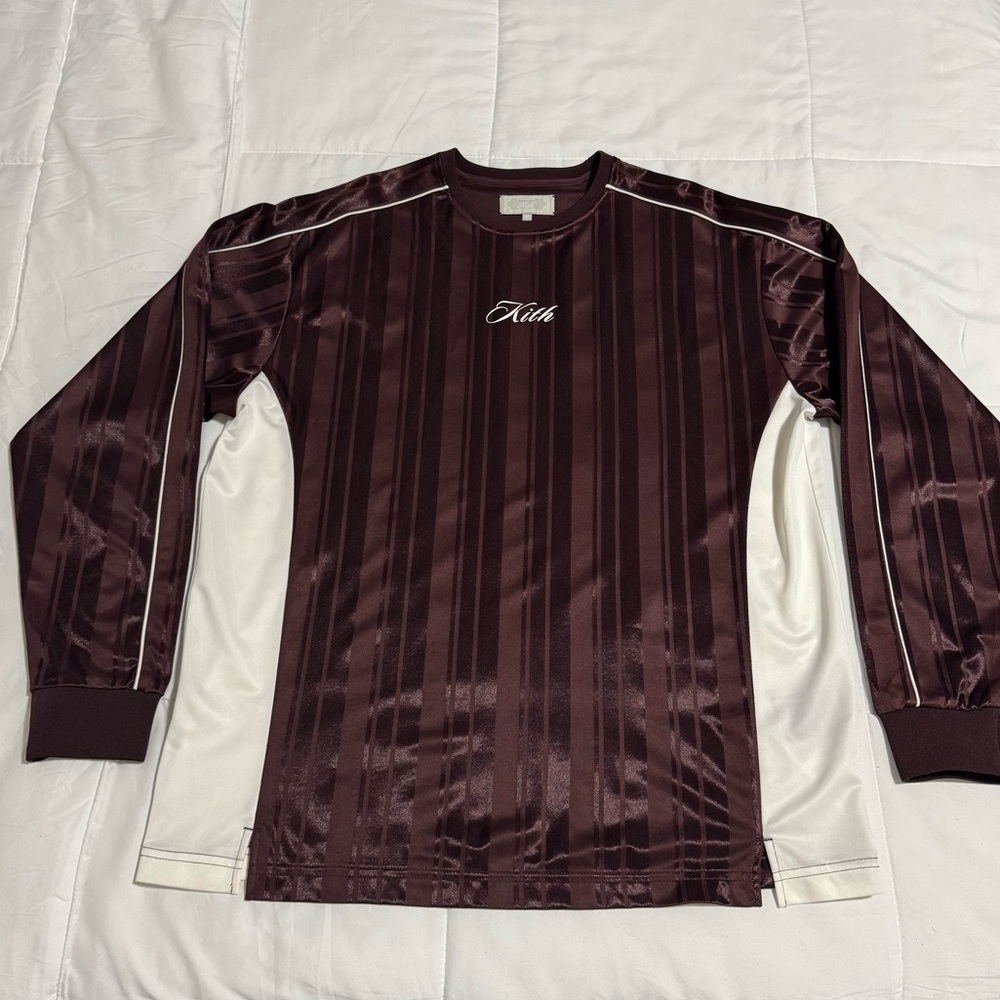 Pinstripe Tricot Panelled Ls Tee - Magma